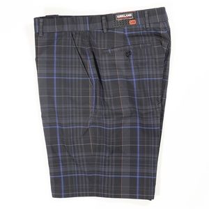 Kirkland Signature Men's Shorts 34 Waist, Black & Blue Plaid, 21-1/2" L